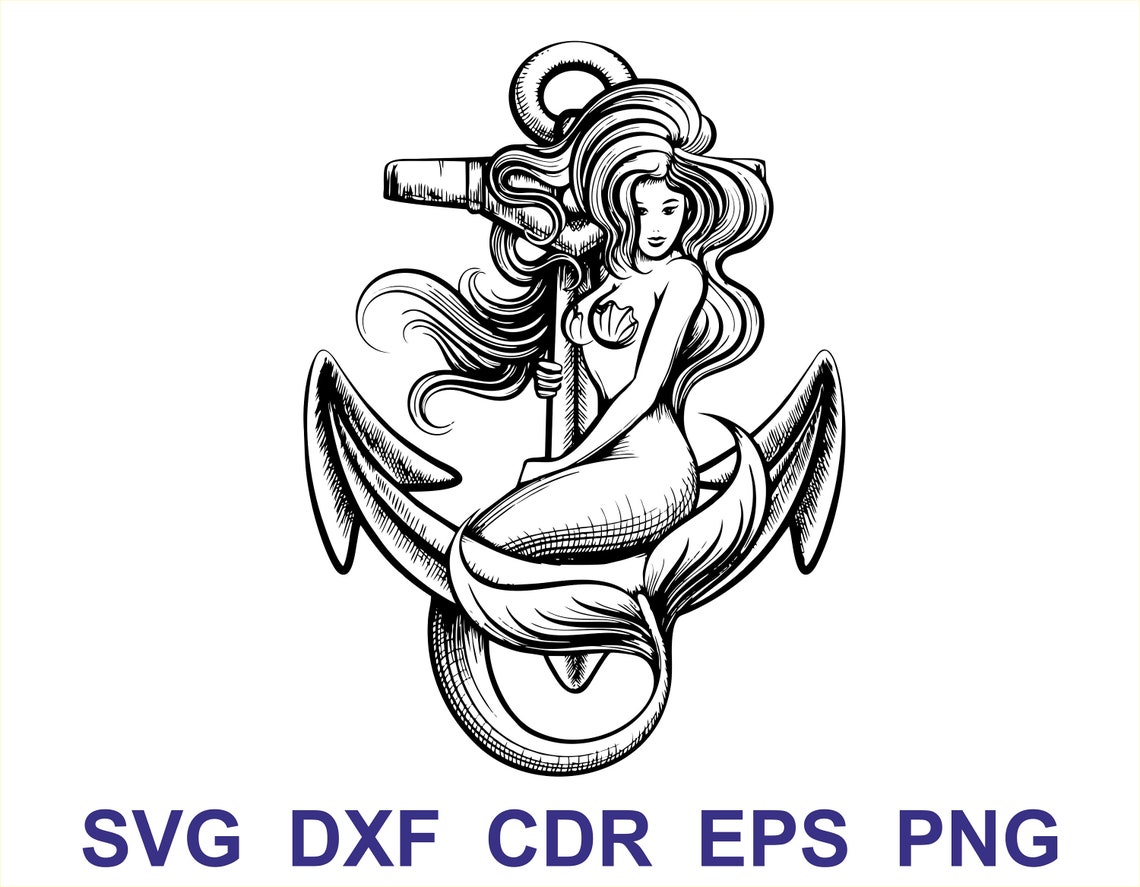 Mermaid and Anchor Svg Anchor Svg Mermaid Tail Svg Mermaid Etsy