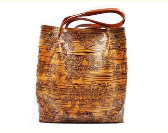 Grande bolsa de compras de couro – bolsa de ombro sem forro, bolsa minimalista para o dia a dia