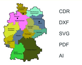 Map of Germany 3D, Laser Cut File, SVG, EPS, Dxf, Cdr, Pdf ...