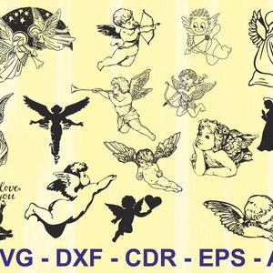 Angel svg, Valentines svg, Svg files for cricut, Valentines day svg, Angel wings, Love svg, DXF ,Angel ornament, Glowforge, Cdr, Dxf, Ai