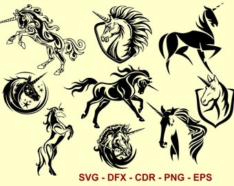 Arquivos Svg de unicórnio, Svg de rosto de unicórnio, Svg de cabeça de unicórnio, Svg de mandala de unicórnio, Svg de pacote de unicórnio, vetor de unicórnio, Dxf de unicórnio, PNG de unicórnio