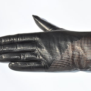 Unlined perforated leather gloves Elegant leather gloves Ladies gloves Classic gloves Gift for woman Christmas gift for woman