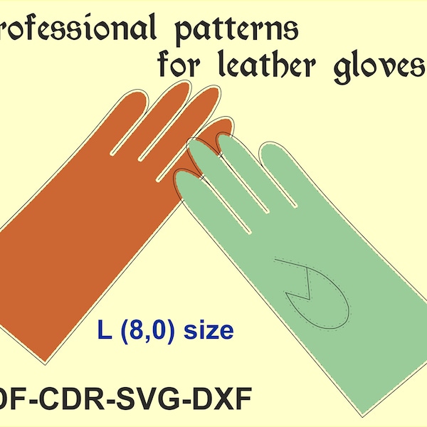 Modèles de gants en cuir, Taille L (8,0), Gants PDF, Vecteur de gants en cuir, Clipart de gants en cuir, Fichiers pour Cricut, Couper des fichiers pour la Silhouette