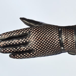 Unlined perforated leather gloves Elegant leather gloves Ladies gloves Classic gloves Gift for woman Christmas gift for woman