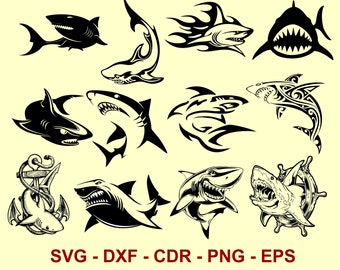 Tubarão SVG, logotipo de tubarão, tubarão png, tubarão svg, vetor de tubarão, impressão de tubarão, tatuagem de tubarão, ver tatuagem, tubarão dxf, tatuagem de peixe, arquivos para cricut,