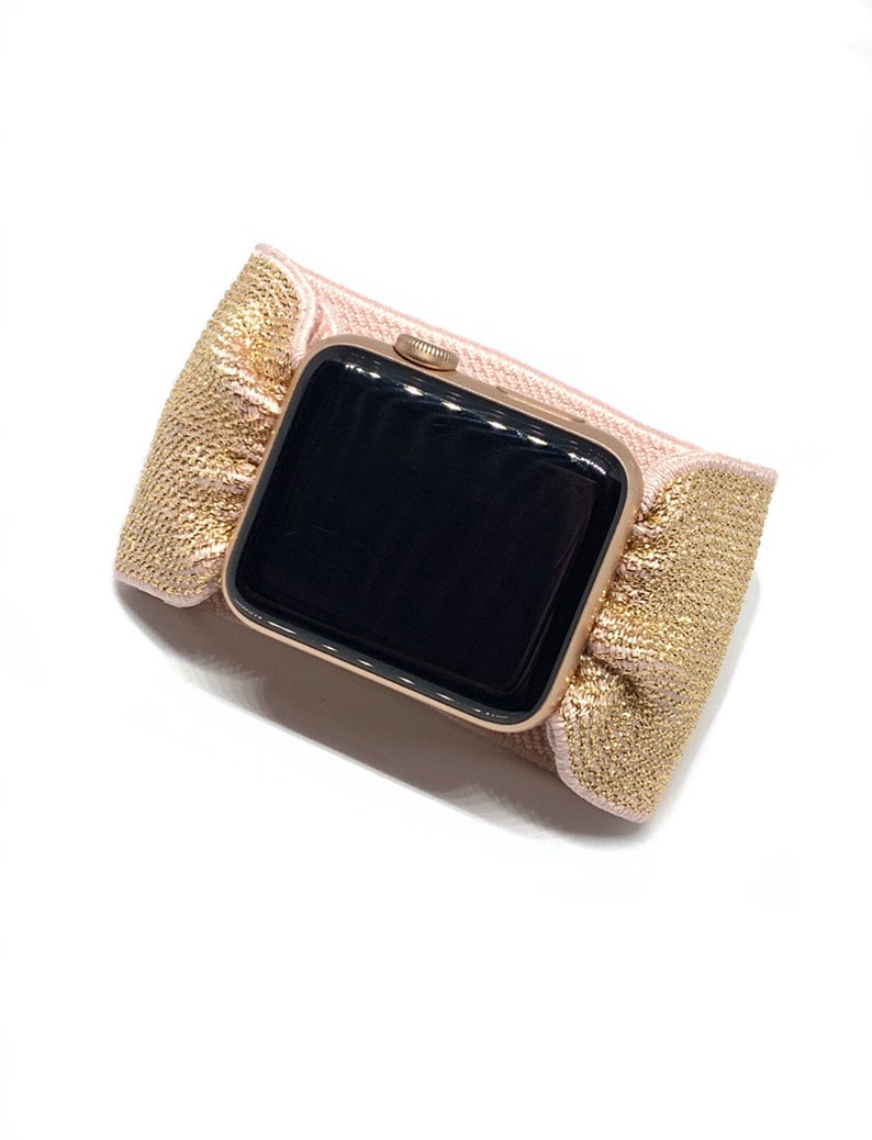 Wide Rose Gold ELASTIC iWatch Apple Watch Band 40mm 38mm 42mm | Etsy