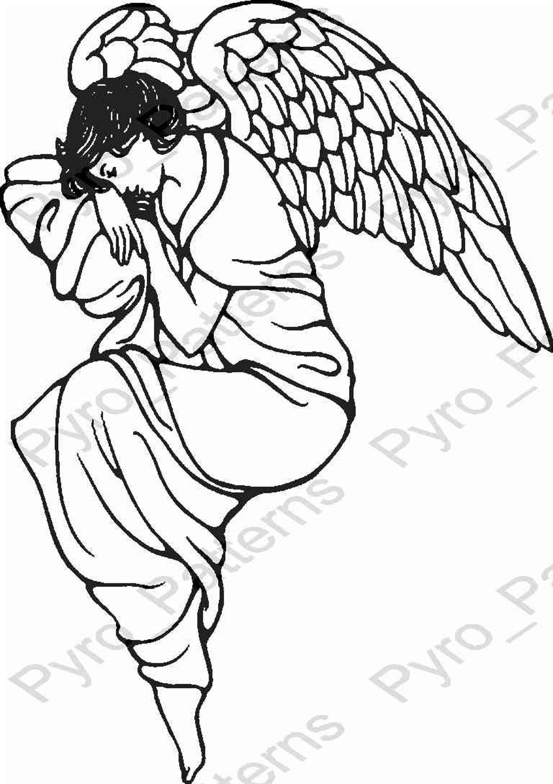 Pyrography Wood burning Angel Pattern Printable Stencil | Etsy