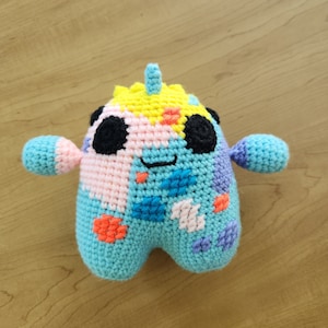 Cuddly Splatter Monster Crochet Pattern, Unique Crocheted Monster Pattern, Amigurumi Silly Rainbow Kawaii Creature, Learn to Crochet