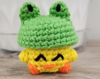 Popping Baby Froggy Pulcino Modello all'uncinetto a cucitura bassa, Amigurumi Kawaii Pulcino e rana peluche, Cestino di Pasqua Peluche, Modello digitale all'uncinetto