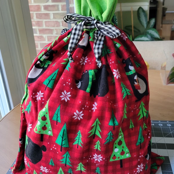 Reusable Fabric Drawstring Gift Bag Sewing Tutorial, Easy 20-minute Sewing Pattern for Eco-Friendly Cloth Gift Bags, Christmas and Birthday