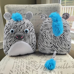 Zebra Friend Sewing Pattern, 16-inch soft friend, DIY Squish Kawaii Zebra, Stuffed Animal, Plush Pillow Toy, Easy Beginner Sewing Pattern