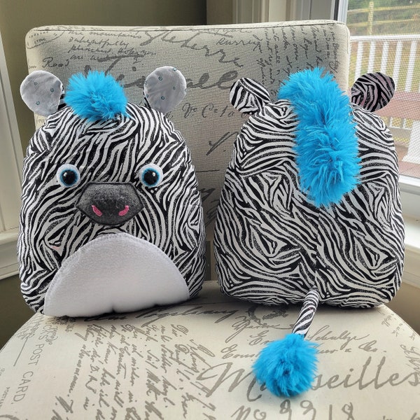 Zebra Friend Sewing Pattern, 16-inch soft friend, DIY Squish Kawaii Zebra, Stuffed Animal, Plush Pillow Toy, Easy Beginner Sewing Pattern