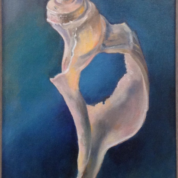 Seashell Oil Painting, Original Shell Painting, Seashell Painting
