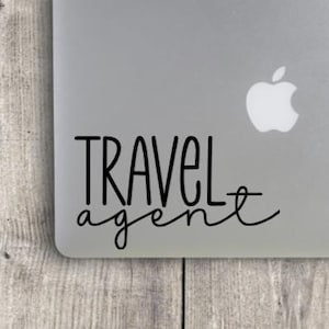 Vinyldekal för laptop från resebyrå / datordekal från resebyrå / marknadsföring av resebyråföretag / resemäklare / dekal för laptop