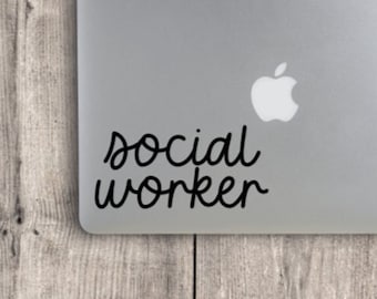 Social Worker Laptop Decal / Social Worker Cursive Laptop Sticker / Counselor Vinyl Decal / Mental Health Sticker / Future Social Worker