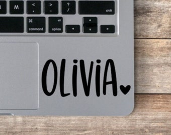 Benutzerdefinierte Name Vinyl Aufkleber / Name Laptop Aufkleber / Name mit Herz Aufkleber
