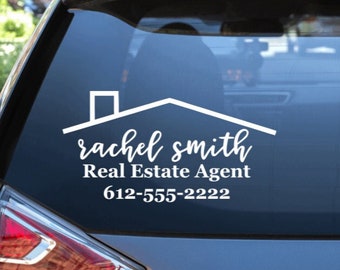 Custom Real Estate Agent Car Decal / Custom Real Estate Agent Contact Information / Custom Name and Phone Number Decal Car Sticker