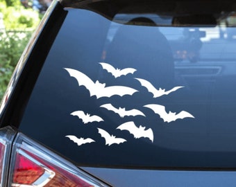 Flying Bat Vinyl Car Decal / Black Bat Vinyl Window Sticker / Halloween Car Decal / Halloween All Year Long / Bats Die Cut Decal
