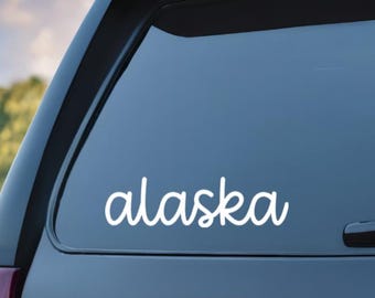 Alaska Cursive Car Decal / Alaska Car Sticker