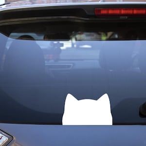 Cat Silhouette Car Vinyl Decal / Cat Outline Car Sticker / Cute Cat Decal / Cat Sticker / Cat Peeking Decal