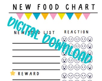 New Food Chart Digital Download / Food Reward Printable Chart / New Foods Reward Chart / Digital Template / Picky Eater Chart
