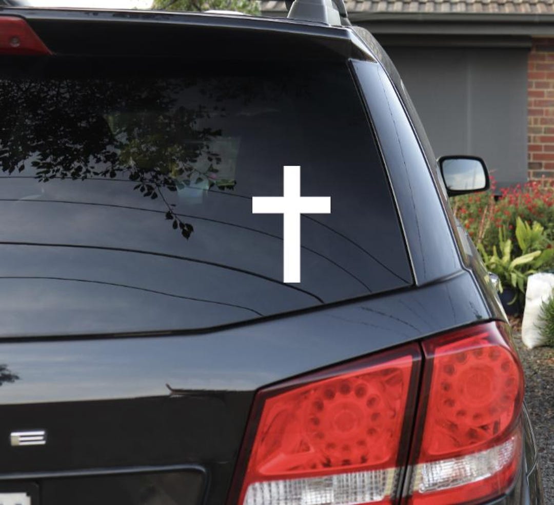 Cross Car Sticker Christian Cross Car Vinyl Decal / Cross Car Window Decal / Bumper ...