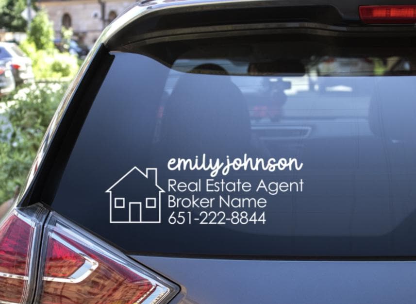 Custom Real Estate Agent Vinyl Car Decal / Real Estate Car Sticker / Real Estate Agent Marketing / Real Estate Agent Gift