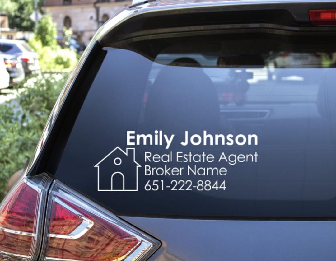 Custom Real Estate Agent Vinyl Car Decal / Real Estate Car Sticker ...