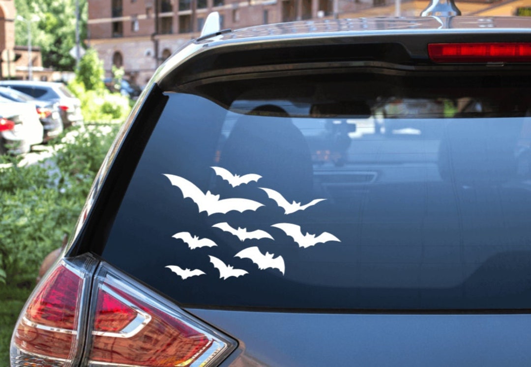 Flying Bat Vinyl Car Decal / Black Bat Vinyl Window Sticker / Halloween ...