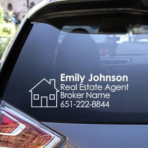 Custom Real Estate Agent Vinyl Car Decal / Real Estate Car Sticker / Real Estate Agent Marketing / Real Estate Agent Gift