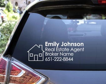 Custom Real Estate Agent Vinyl Car Decal / Real Estate Car Sticker / Real Estate Agent Marketing / Real Estate Agent Gift