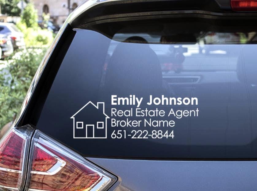 Custom Real Estate Agent Vinyl Car Decal / Real Estate Car Sticker / Real Estate Agent Marketing / Real Estate Agent Gift - Image 1