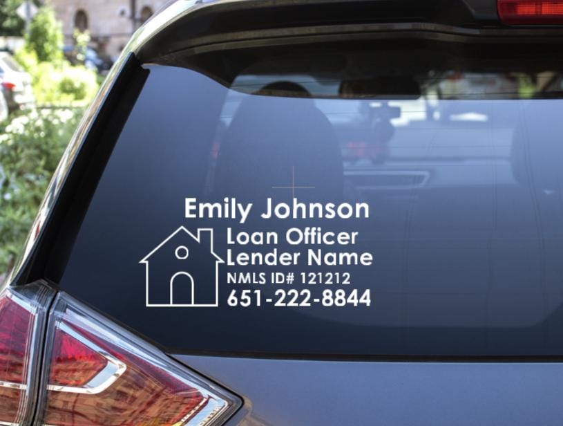 Custom Loan Officer Vinyl Car Decal / Loan Officer Car Sticker / Loan Officer Marketing / Mortgage Broker Decal / Real Estate Decals
