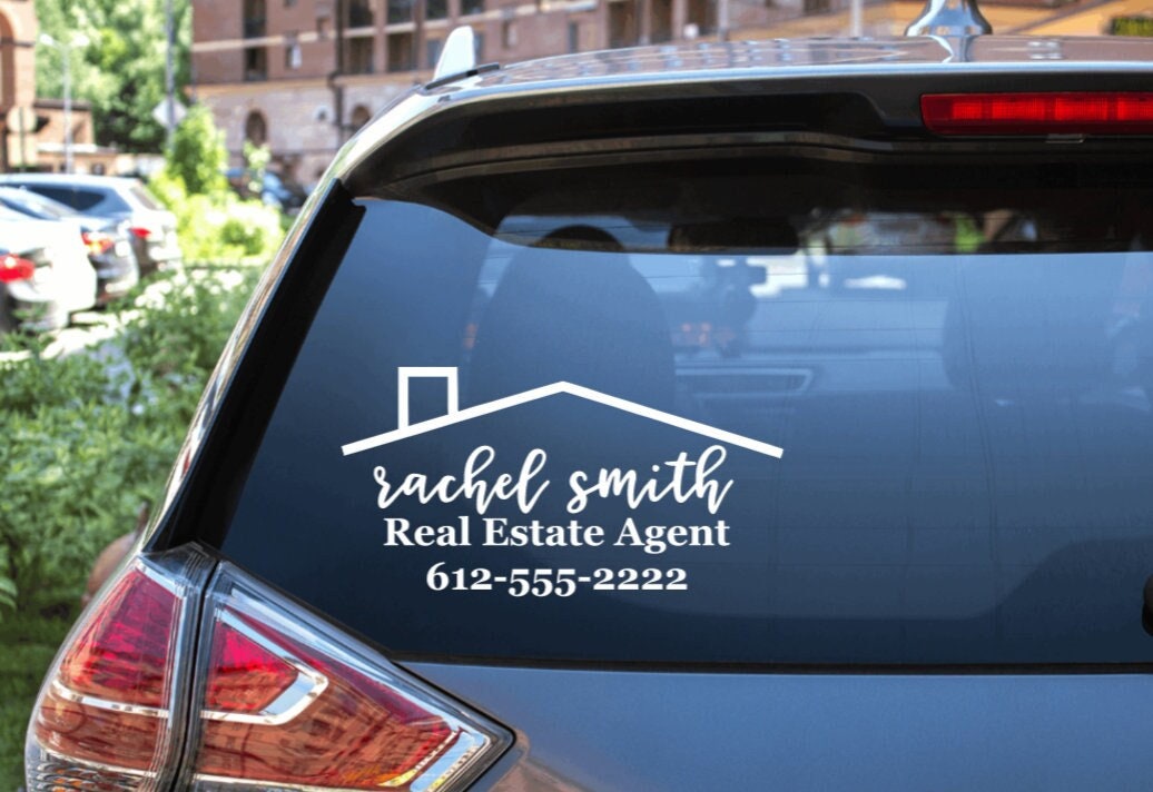 Custom Real Estate Agent Car Decal / Custom Real Estate Agent Contact Information / Custom Name and Phone Number Decal Car Sticker