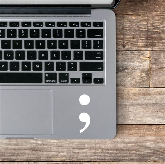 White Semicolon Vinyl Decal Laptop Sticker - Thumbnail 2
