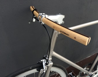 wenge and ash wood curved bicycle handlebar