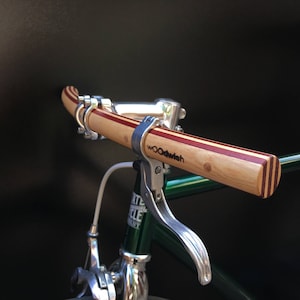 padauk and ash wood curved bicycle handlebar
