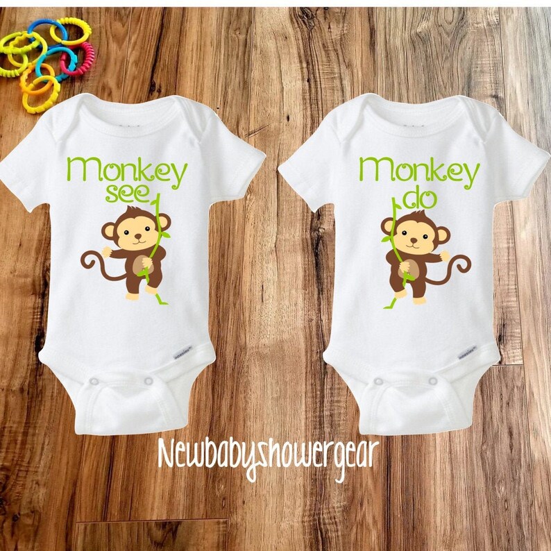 Twin Baby gift Monkey Onesies\u00ae Best Friend Onesies\u00ae Twin Onesies\u00ae Twin Baby Onesies\u00ae Twin gift Funny Twin Onesie\u00ae Cute Twin Onesies\u00ae
