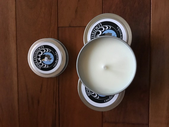 Apple ale caramel scent soy travel candle  "Skal" 4oz or 8oz Soy Viking Candle Travel Tin Shieldmaiden Candleworks