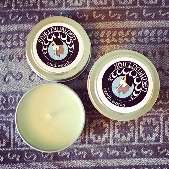 Sea water and sand scent soy travel candle  "Dragon Ship" 4oz or 8oz Soy Viking Candle Travel Tin Shieldmaiden Candleworks