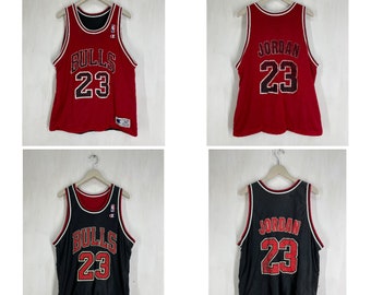 Vintage 80s Chicago Bulls Micheal Jordan 23 campeón camiseta reversible XL