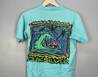 Vintage 80s Quiksilver surfing t shirt S