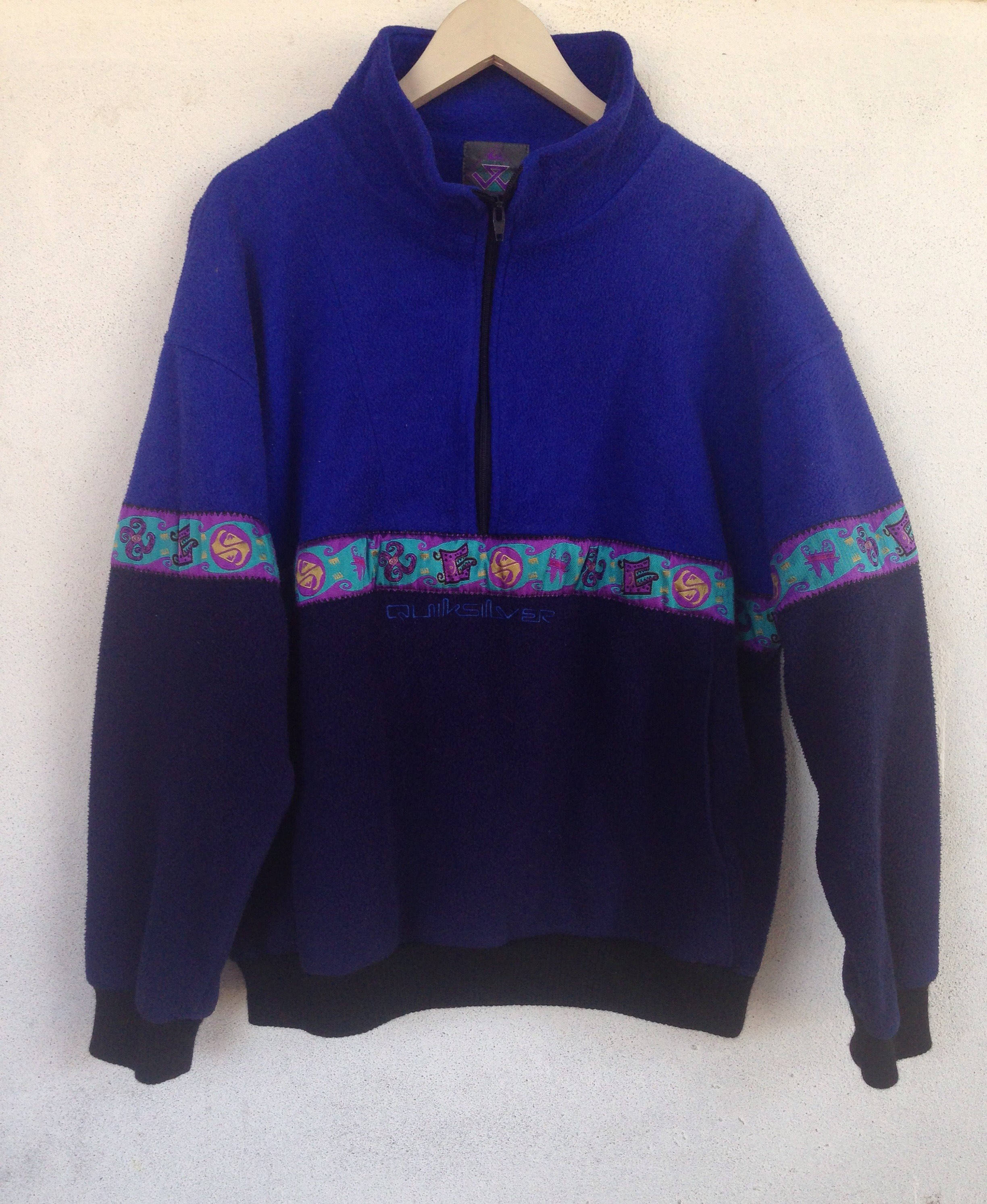 Rare vintage Quiksilver fleece half zip sweater sweatshirt Etsy