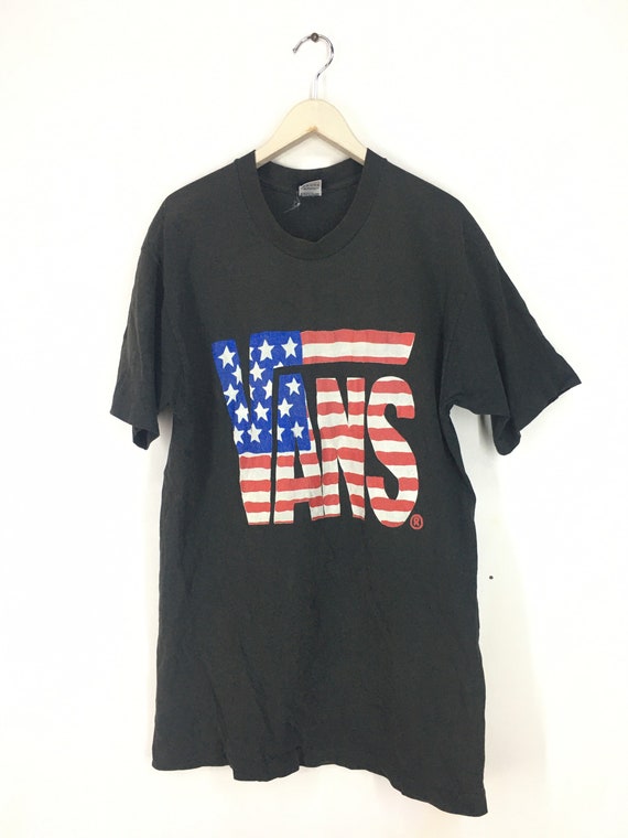 Vintage 90s Vans USA Flag Skateboard Skate Brand T Shirt L - Etsy