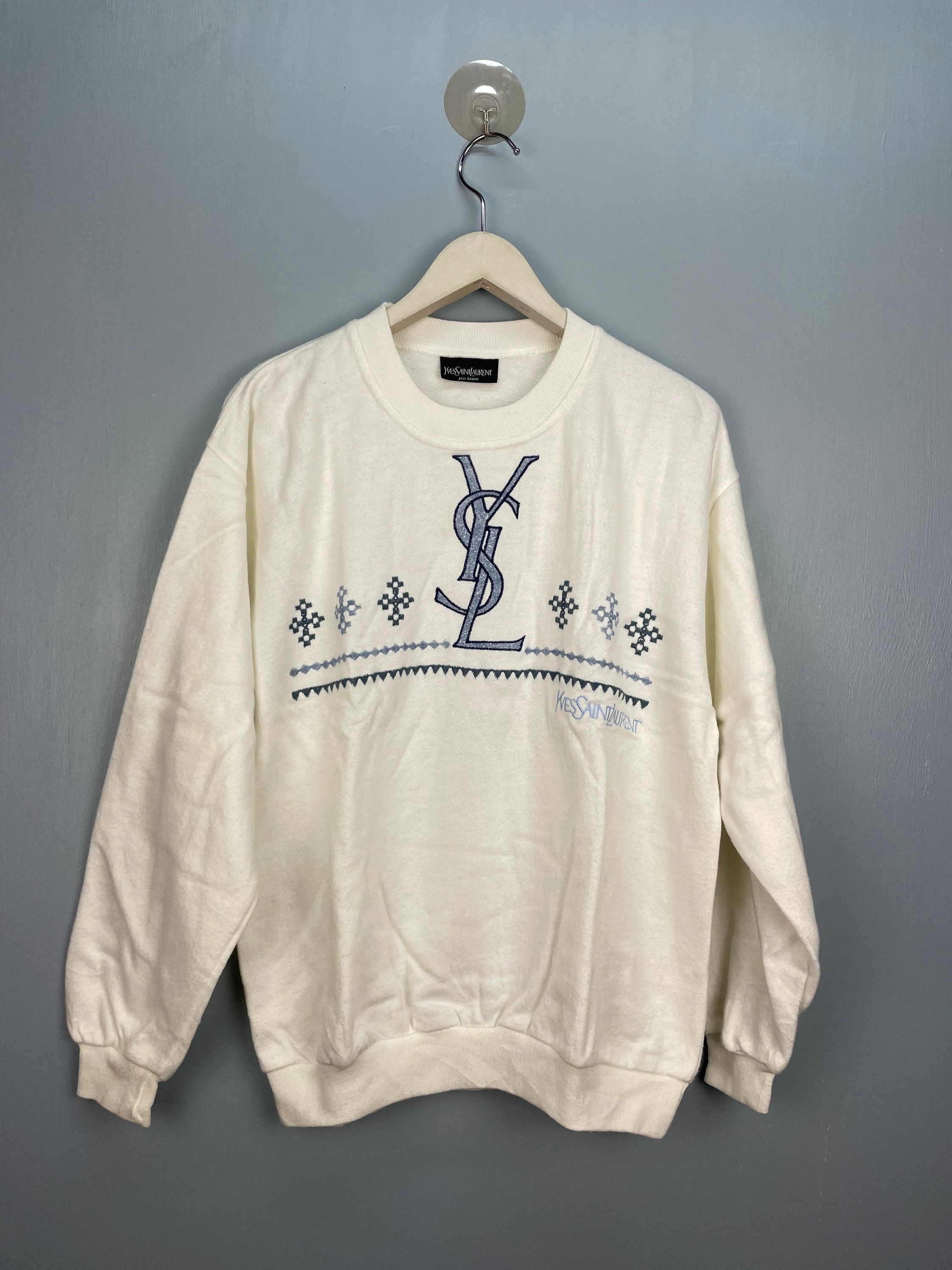 Vintage 90s YSL Yves Saint Laurent Big Logo Sweatshirt M - Etsy ...