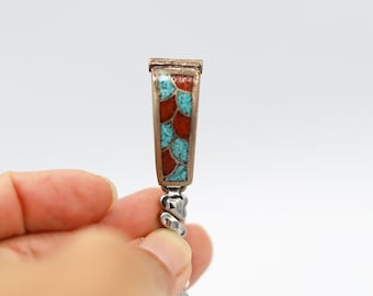 Vintage Navajo Inlay Chip Damen Stretch Armband