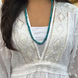 Vintage HowliteTurquoise nugget Necklace with brown shell Heishi Necklace