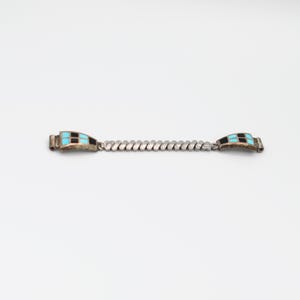 Vintage Navajo Inlay Turquoise Chip Women&#39;s Stretch Watchband
