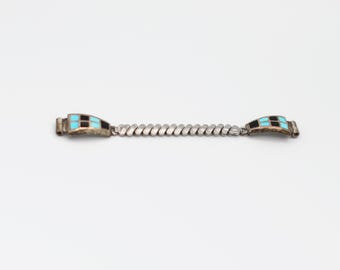 Vintage Navajo Inlay Türkis Chip Damen Stretch Armband