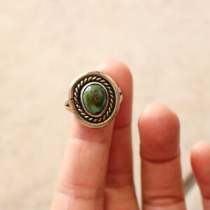 Vintage Navajo Green RoystonTurquoise Silver Ring size 6.5